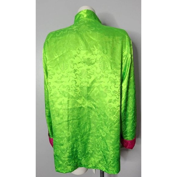 Vintage Asian Jacket, 90s Reversible Jacket, Pink and Green, Size XL - Picture 10 of 10